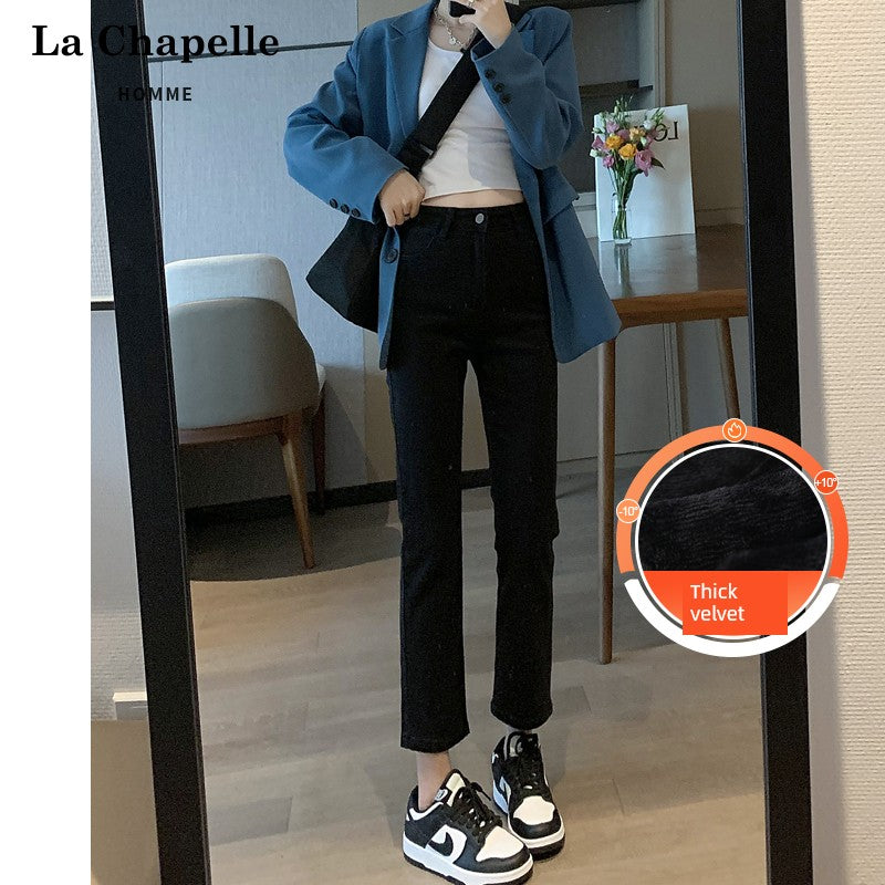 La Chabell Straight-leg Denim Women's Spring & Fall New Arrival Cover Slim Looking Baguette Pants Small Ankle-Length Cigarette Pants