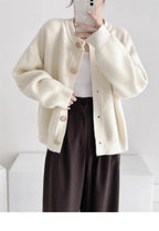 AOSSVIAO Women Cardigans Sweater O-neck Autumn Winter Knitted Loose Cardigans Solid Single Breasted Womens Sweaters