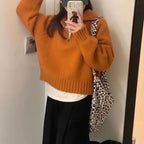 Long-Sleeved Semi-Turtleneck Zipper Sweater