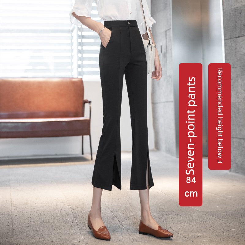 Internet Celebrity Front Slit Thin Korean Style Draping Bell-Bottom Pants