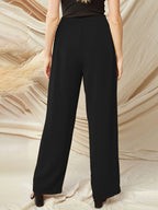 2024 spring and summer new women's wear plus-size knitted fabric elegant wide-legged nine-cent pants