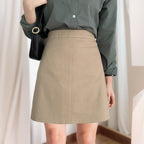 All-Match Khaki Slim Looking Short A- line Skirt