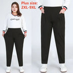 Black Plus Size Women Casual Pants  7XL 9XL Elastic Loose Ankle-Length 150KG Female Trousers High Waist Sweatpants Pencil Pants