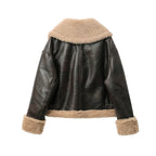 2025 Autumn winter new women's thickened warm double-sided short jacket Women's brown coat