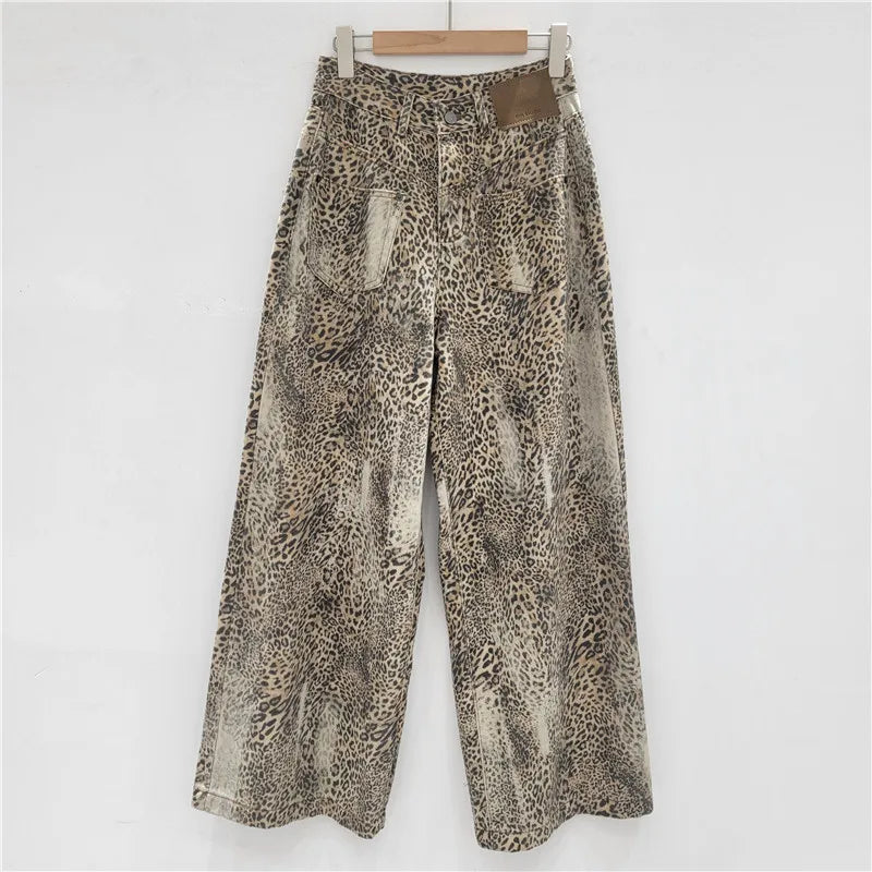 Leopard Print Denim Pants