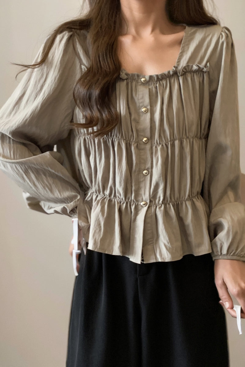 Plus Size Ruffles Stylish Long-Sleeved Top Bottoming Shirt