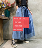 Retro Color Matching Soft Elastic Waist Casual Jeans