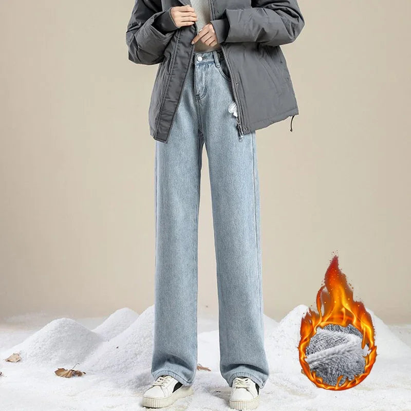 Thermal Plush High Waist Jeans