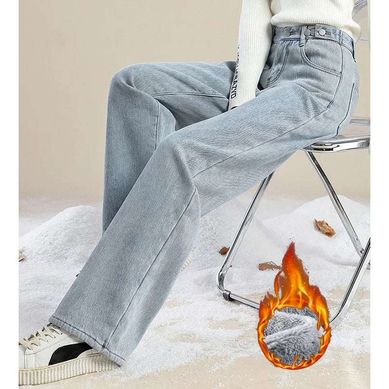 Thermal Plush High Waist Jeans