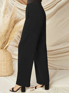 2024 spring and summer new women's wear plus-size knitted fabric elegant wide-legged nine-cent pants