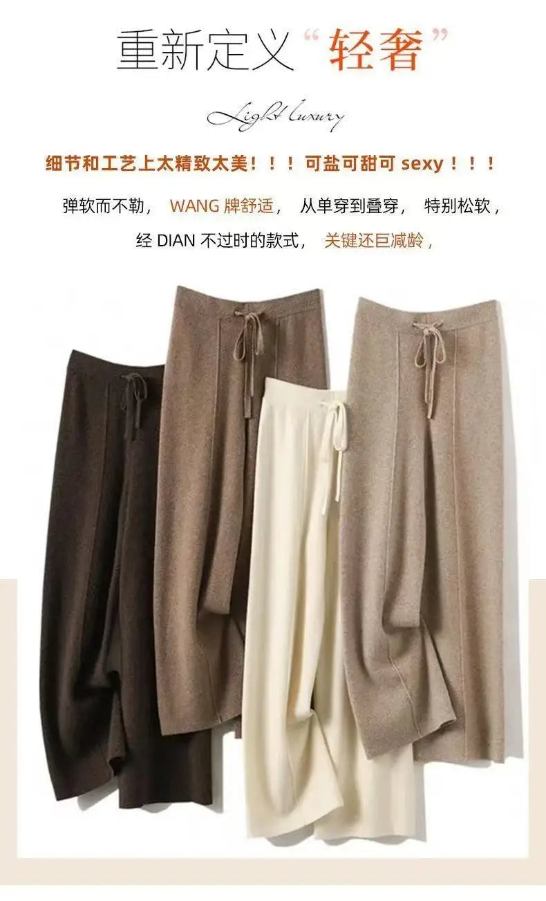 Merino Wool Knitted Wide Leg Pants