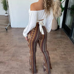 High Elasticity Slightly Flared Printed Pants