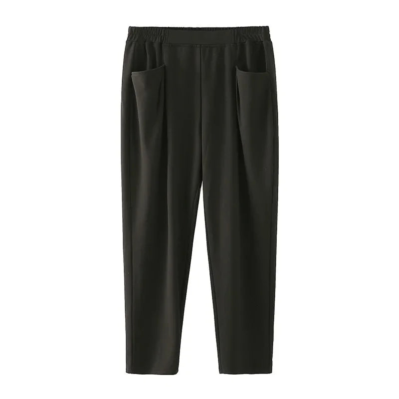 Black Plus Size Women Casual Pants  7XL 9XL Elastic Loose Ankle-Length 150KG Female Trousers High Waist Sweatpants Pencil Pants