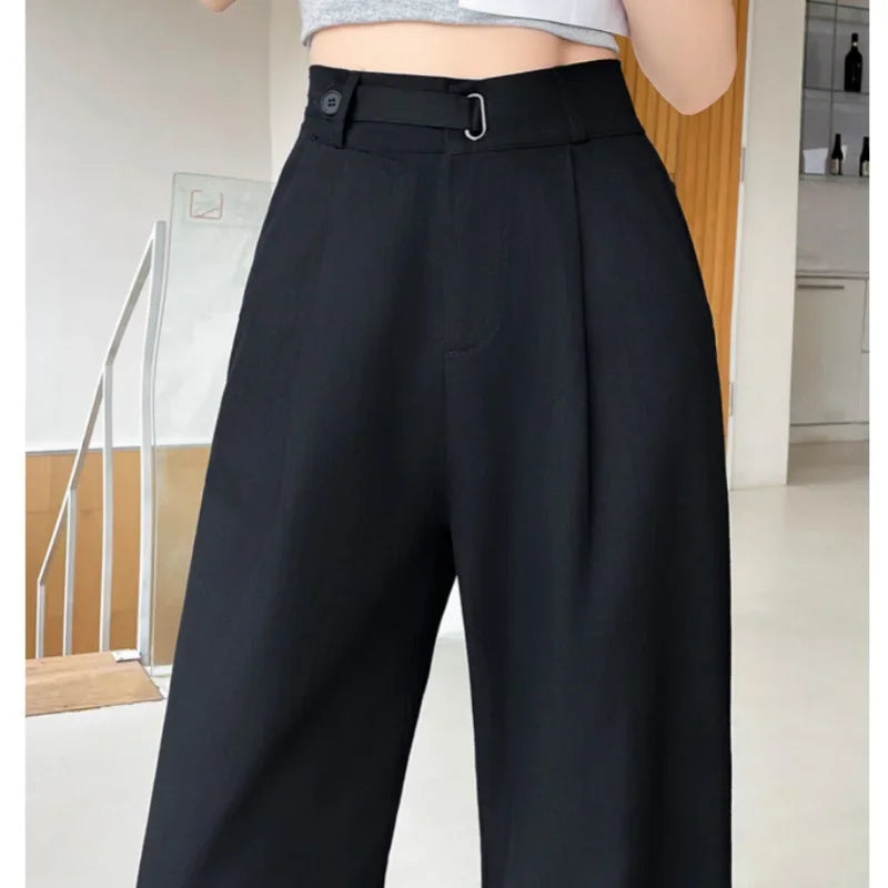 Button Wide Leg Full Length Pants