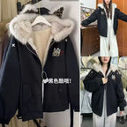 American New High Street Devil Cat Claw Embroidered Coat Y2K Korean Version Warm Mountain Carving Cotton-padded Jacket Couple