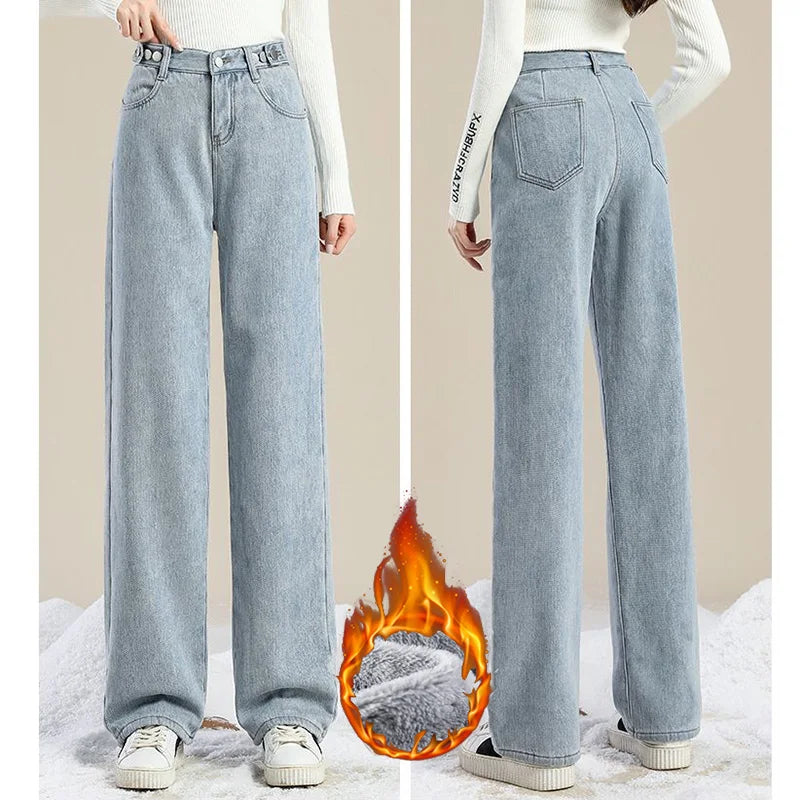 Thermal Plush High Waist Jeans