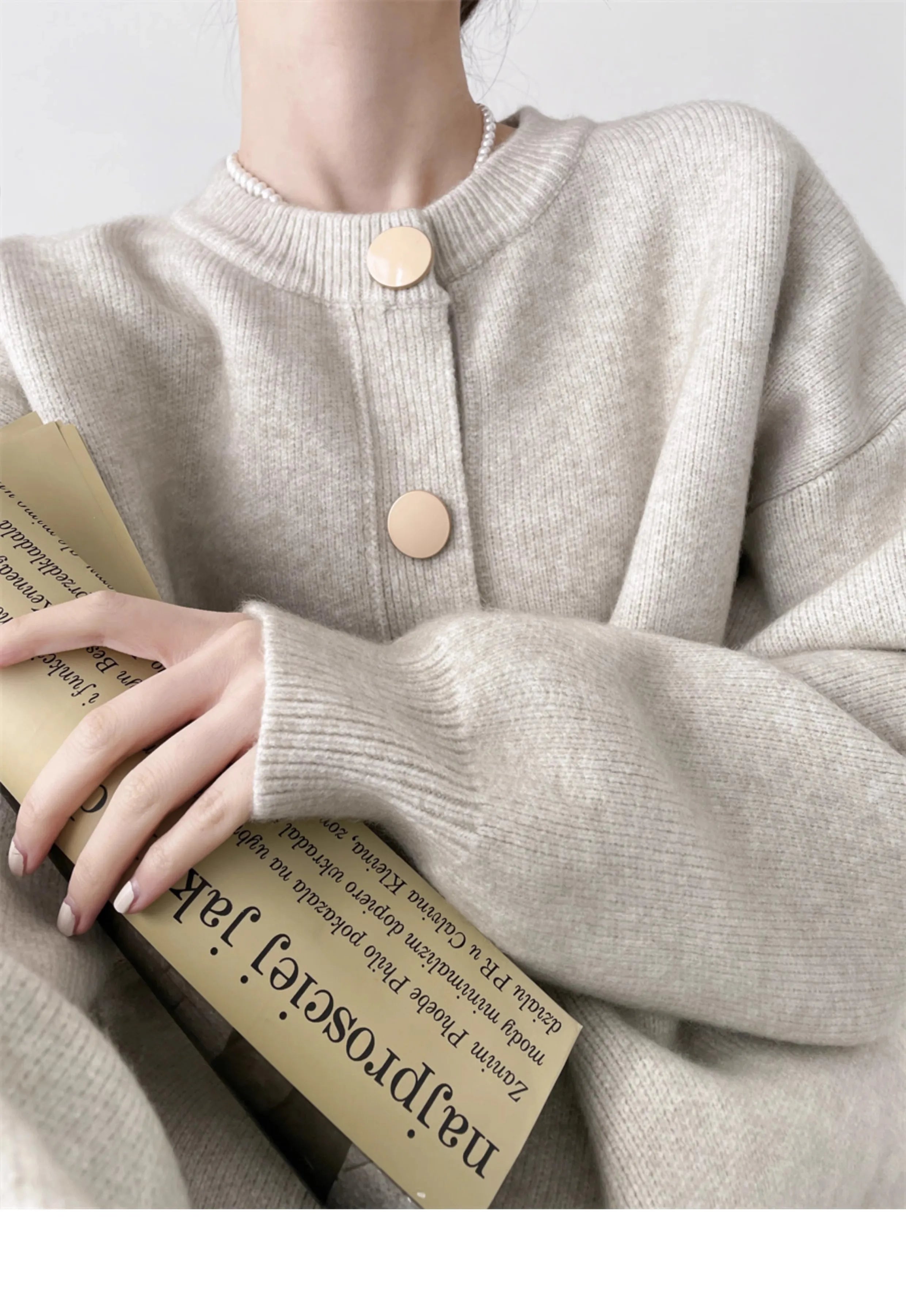 AOSSVIAO Women Cardigans Sweater O-neck Autumn Winter Knitted Loose Cardigans Solid Single Breasted Womens Sweaters