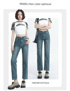 Straight-leg Spring and Autumn Best-Selling High Waist Retro Baguette Denim