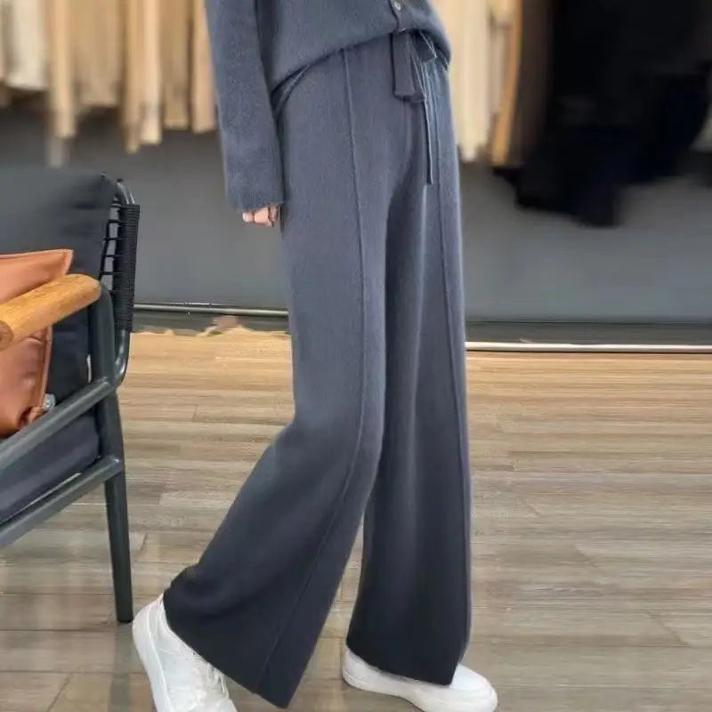 Merino Wool Knitted Wide Leg Pants