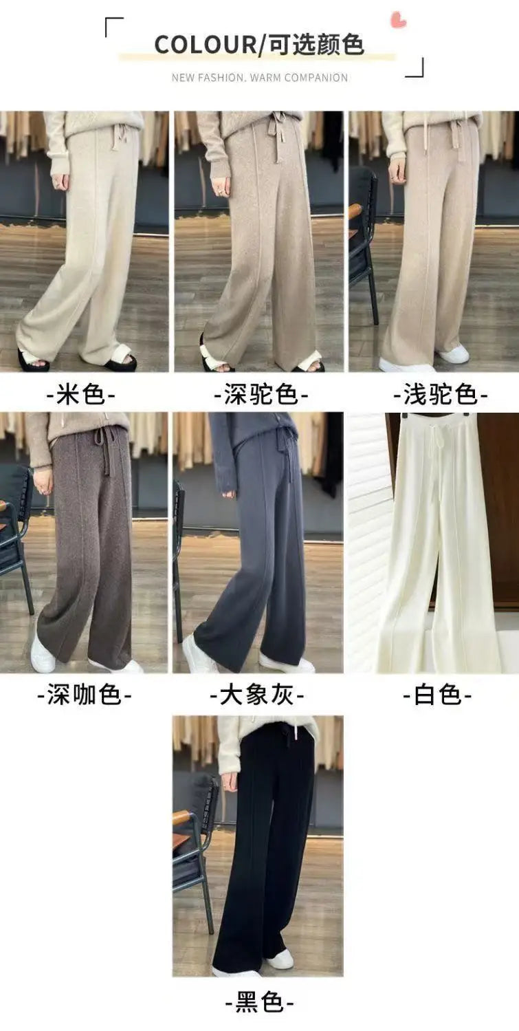 Merino Wool Knitted Wide Leg Pants