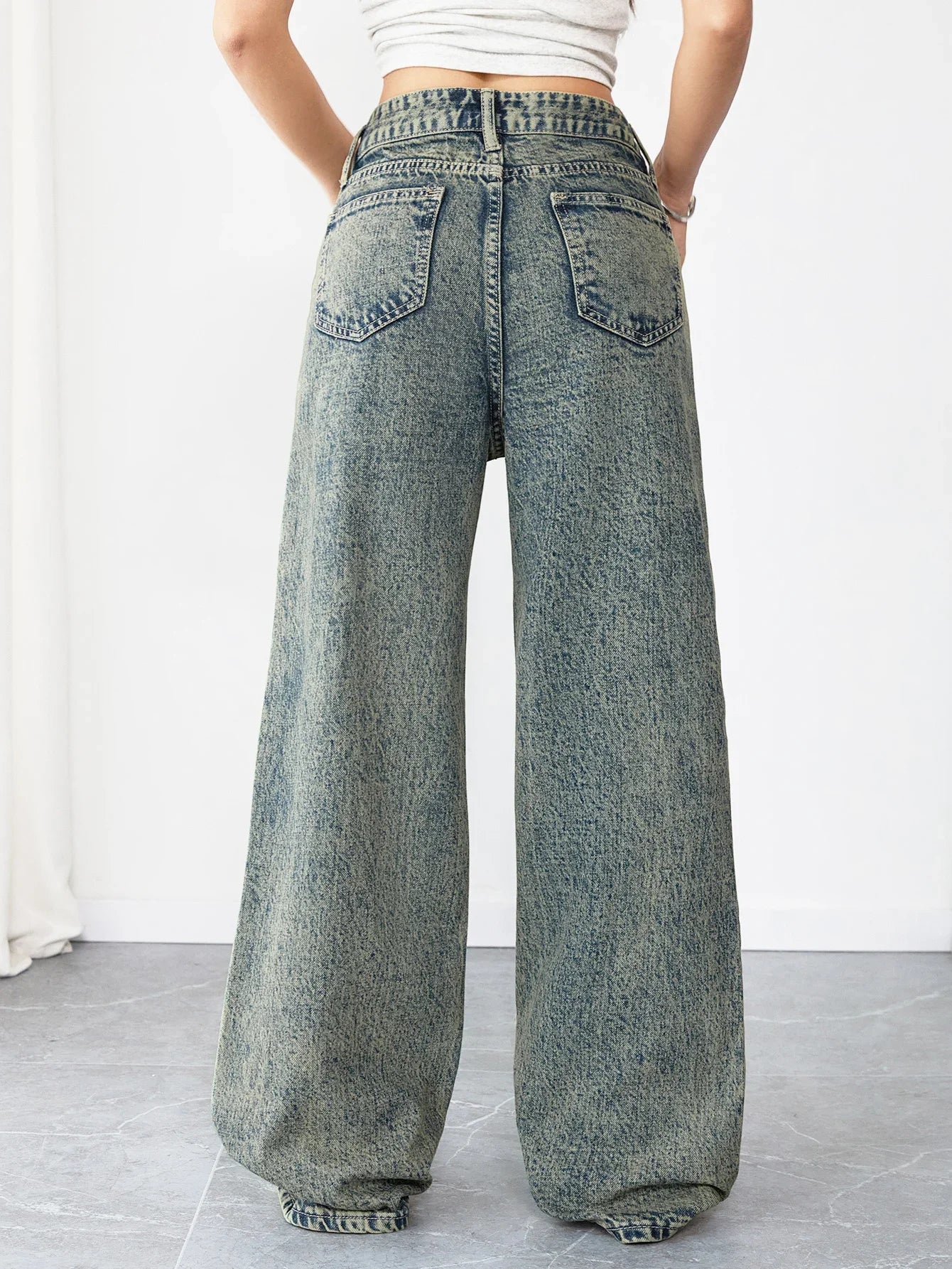 Chic Loose Fit Wide Leg Denim Jeans