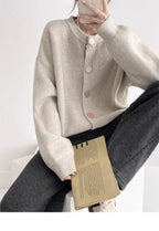 AOSSVIAO Women Cardigans Sweater O-neck Autumn Winter Knitted Loose Cardigans Solid Single Breasted Womens Sweaters