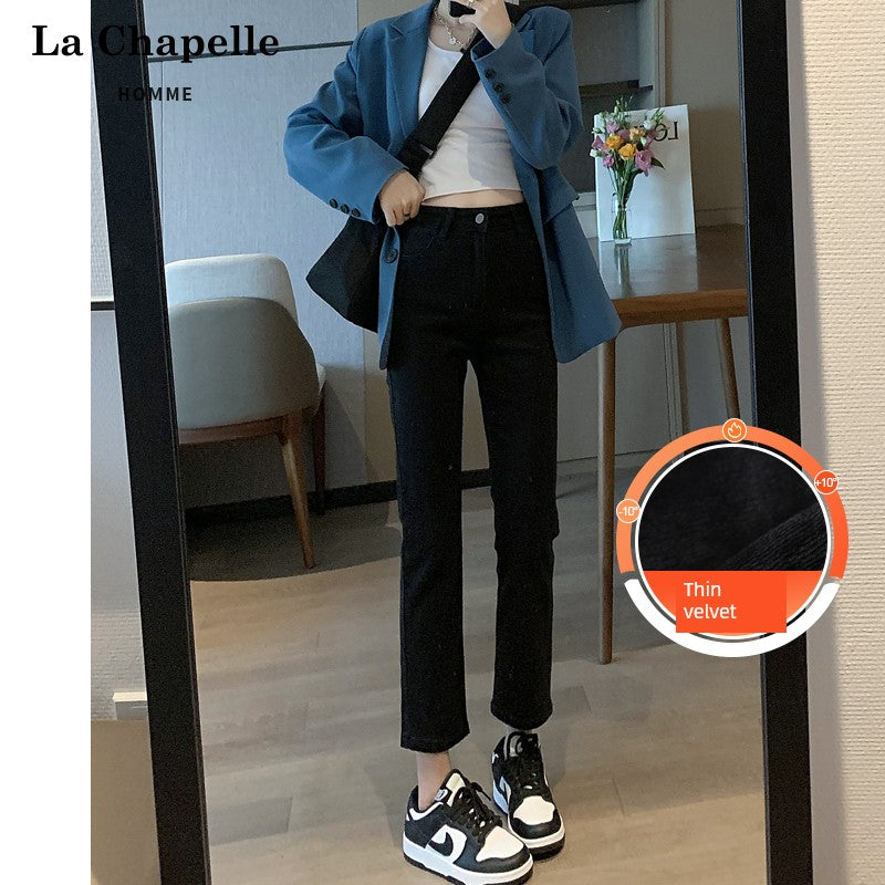 La Chabell Straight-leg Denim Women's Spring & Fall New Arrival Cover Slim Looking Baguette Pants Small Ankle-Length Cigarette Pants