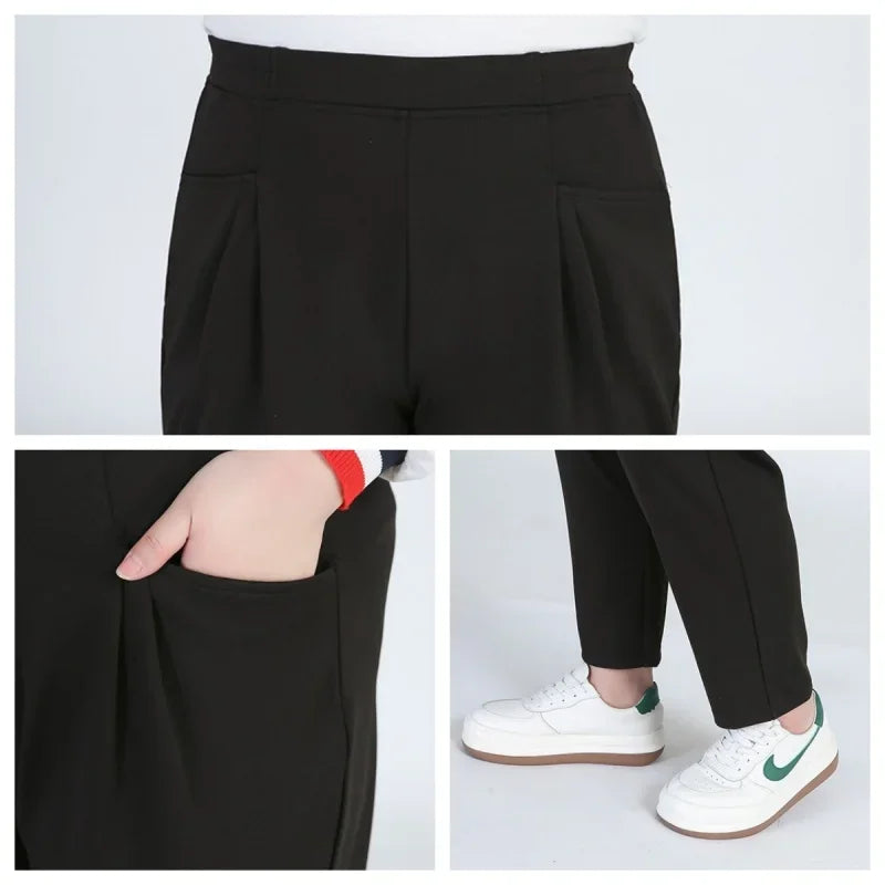 Black Plus Size Women Casual Pants  7XL 9XL Elastic Loose Ankle-Length 150KG Female Trousers High Waist Sweatpants Pencil Pants