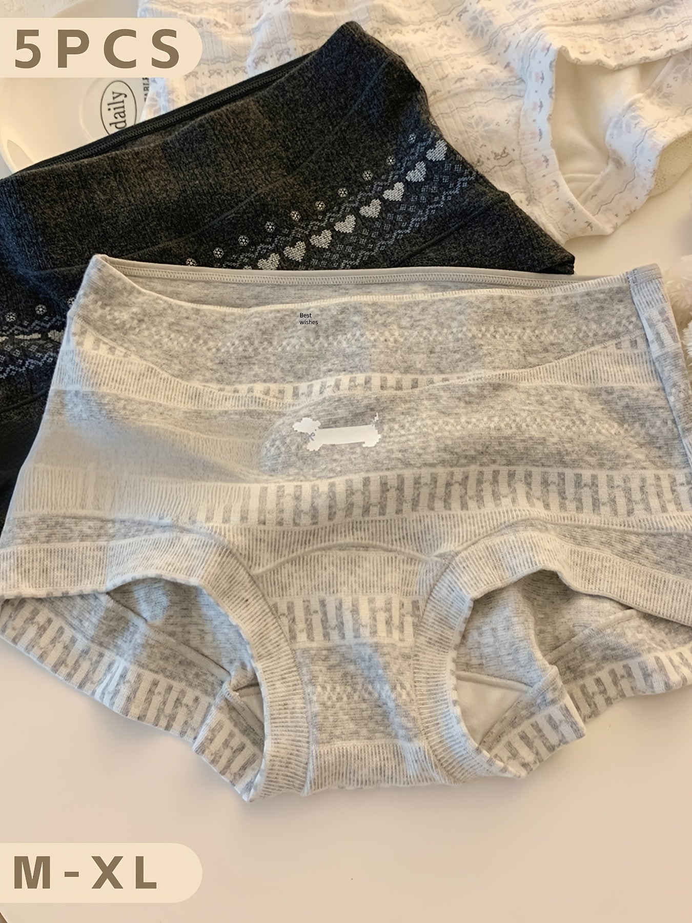 5pcs Fair Isle Style Sweet Panty
