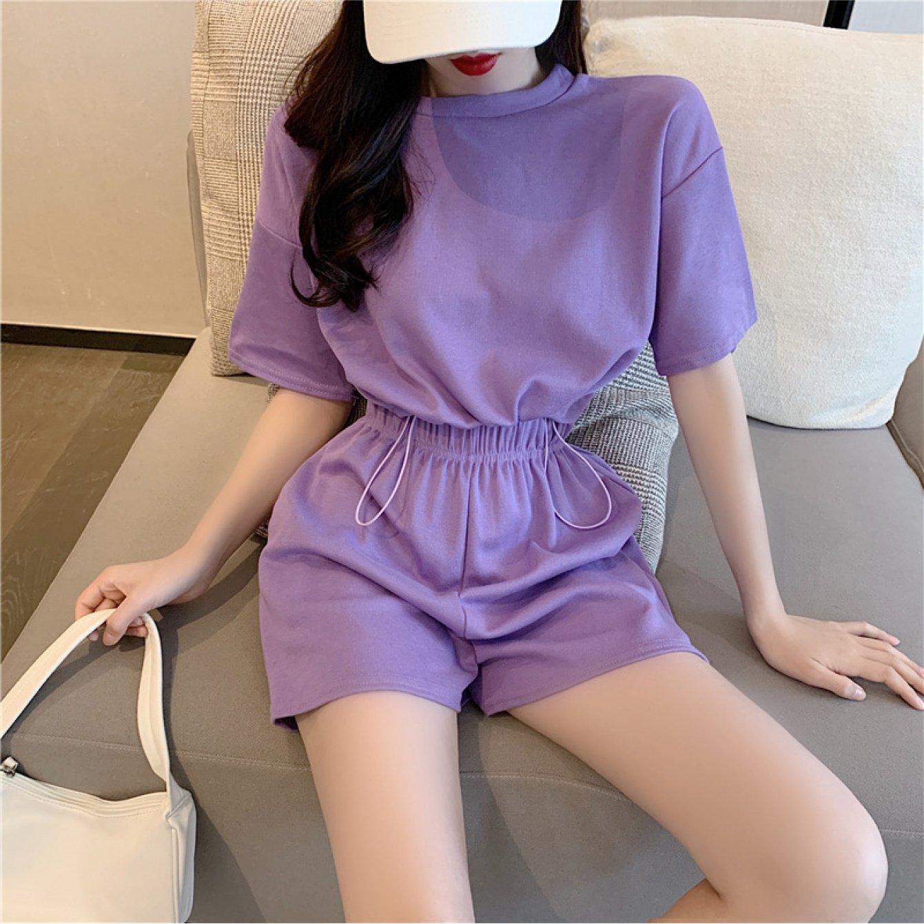 Waist-cinching Loose Fit Wide-leg Pants Shorts Set
