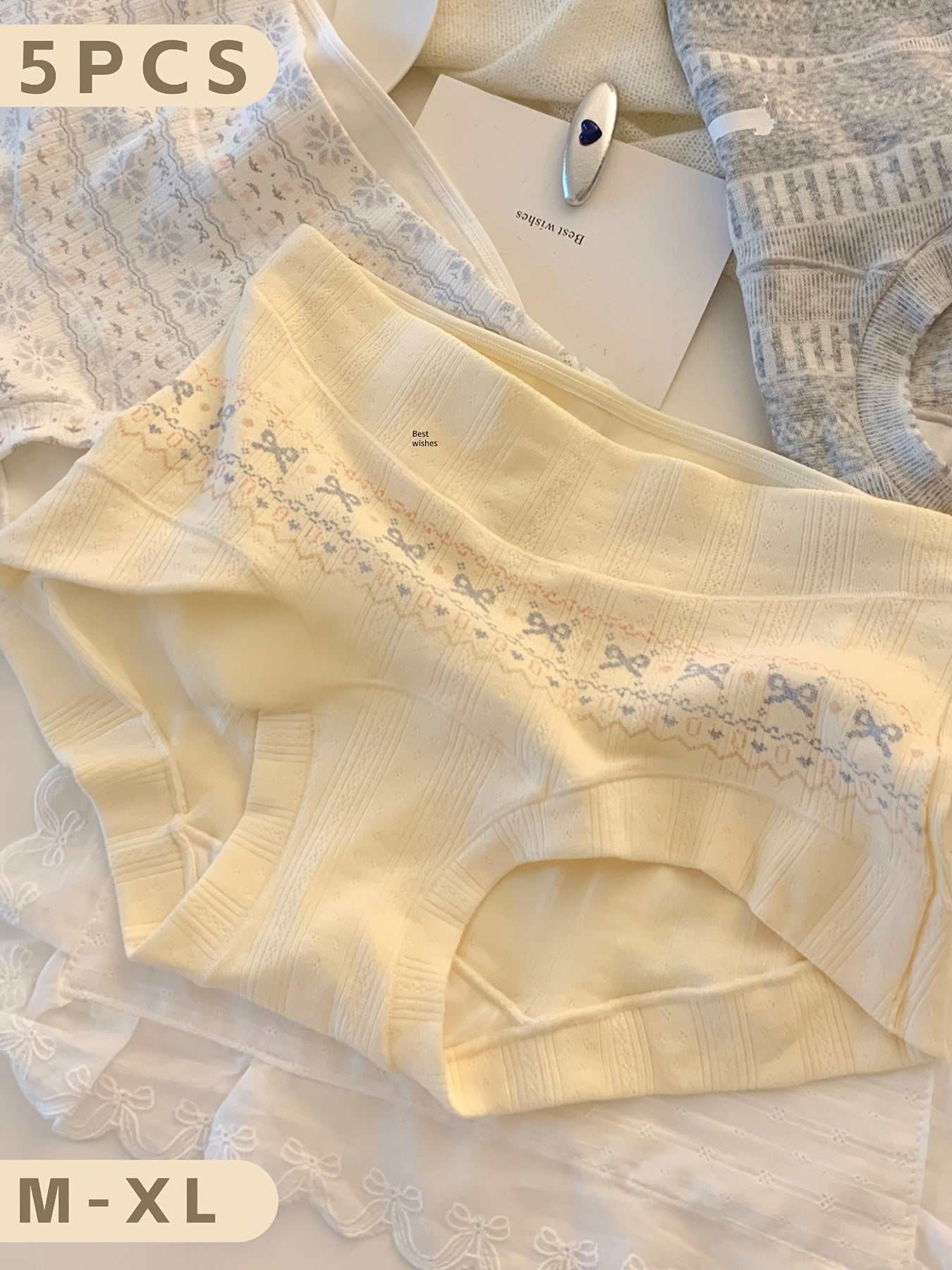 5pcs Fair Isle Style Sweet Panty