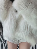 Large Hooded Faux Fox Fur Coat